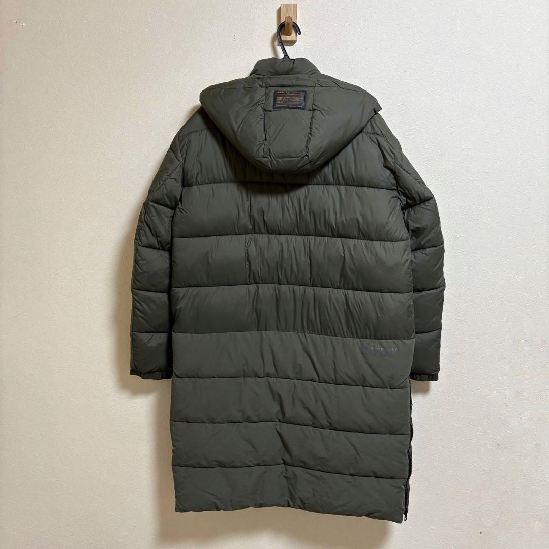 美品 REPLAY 中綿 ロングダウンコート ヘビーウェイト カーキ