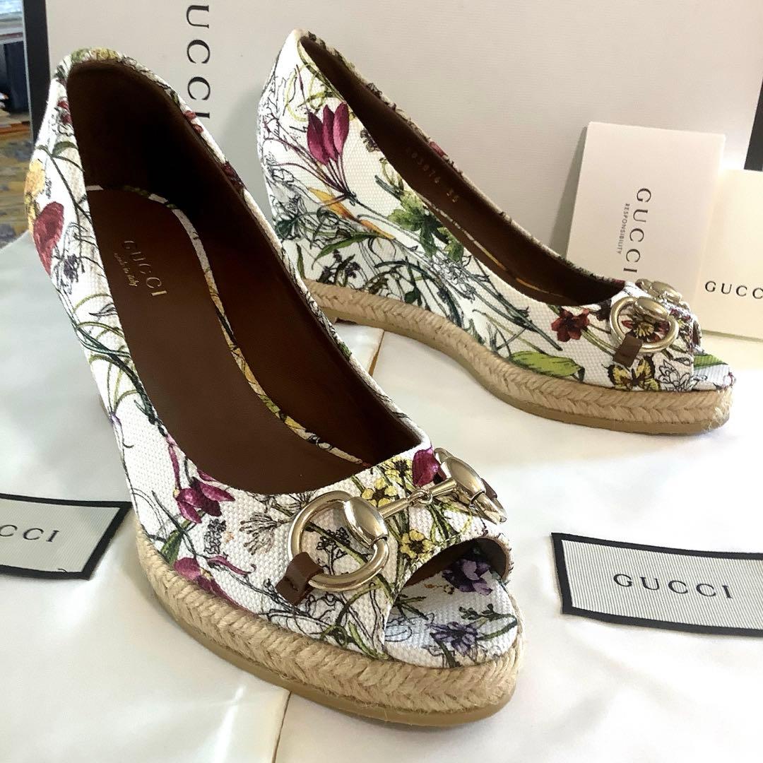 レア新品同様! グッチ ホースビット オープントゥ プラットフォーム 23㎝