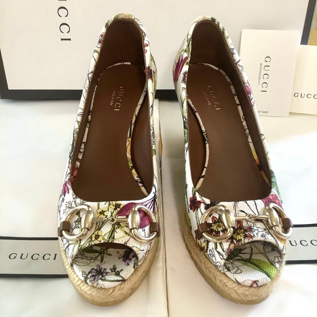 レア新品同様! グッチ ホースビット オープントゥ プラットフォーム 23㎝