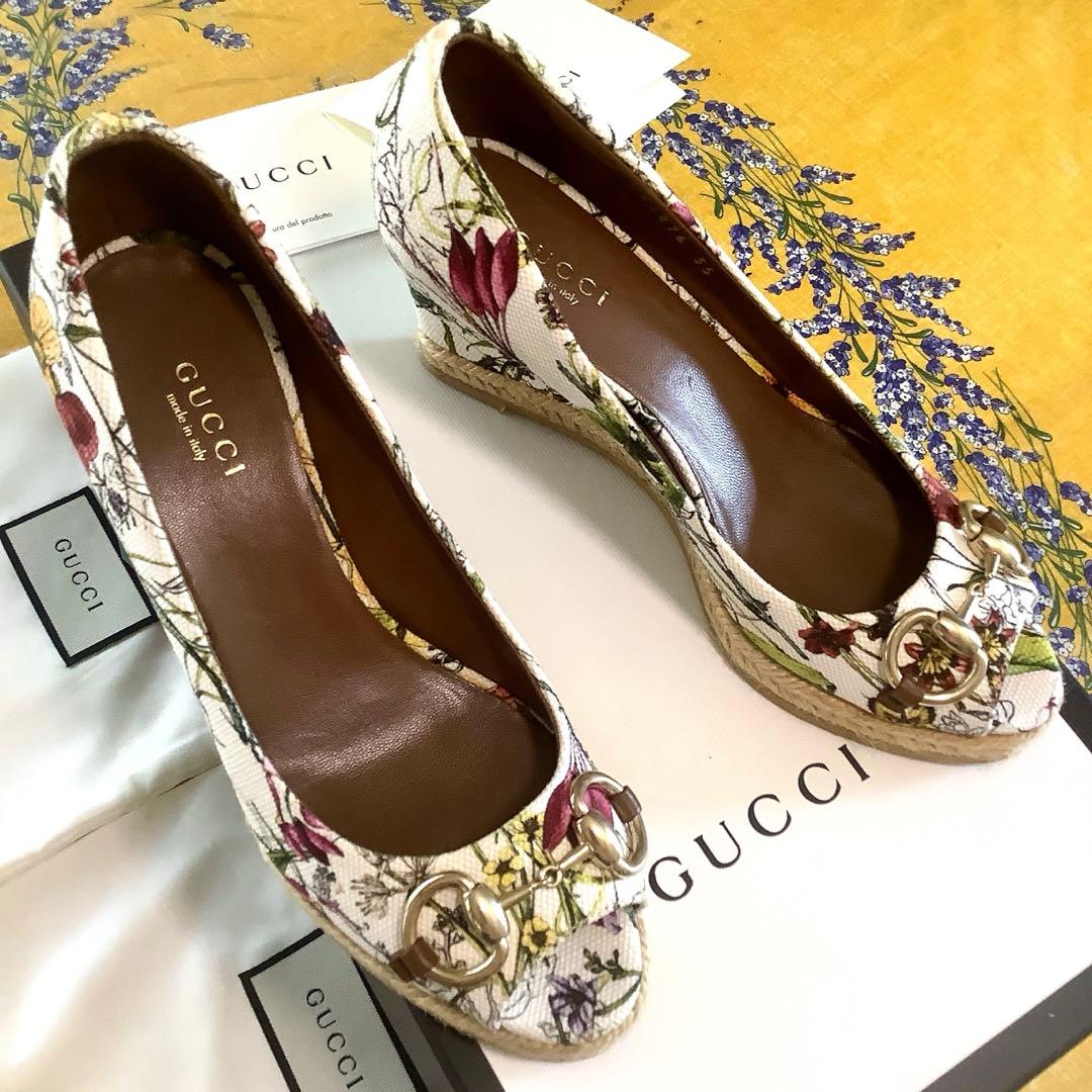 レア新品同様! グッチ ホースビット オープントゥ プラットフォーム 23㎝