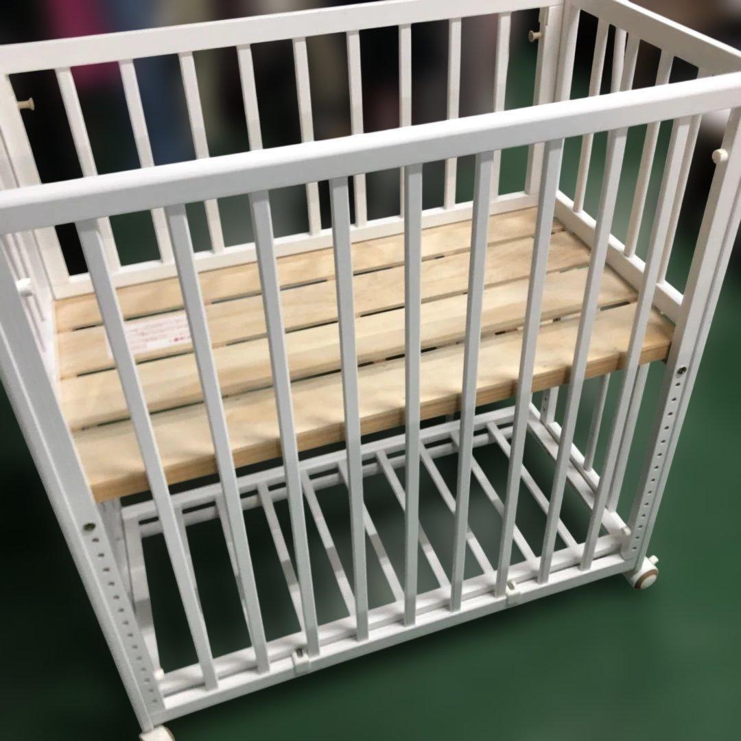 大和屋 そいねーる+ロング ベビーベッド ホワイト キャスター付き ベビー用品