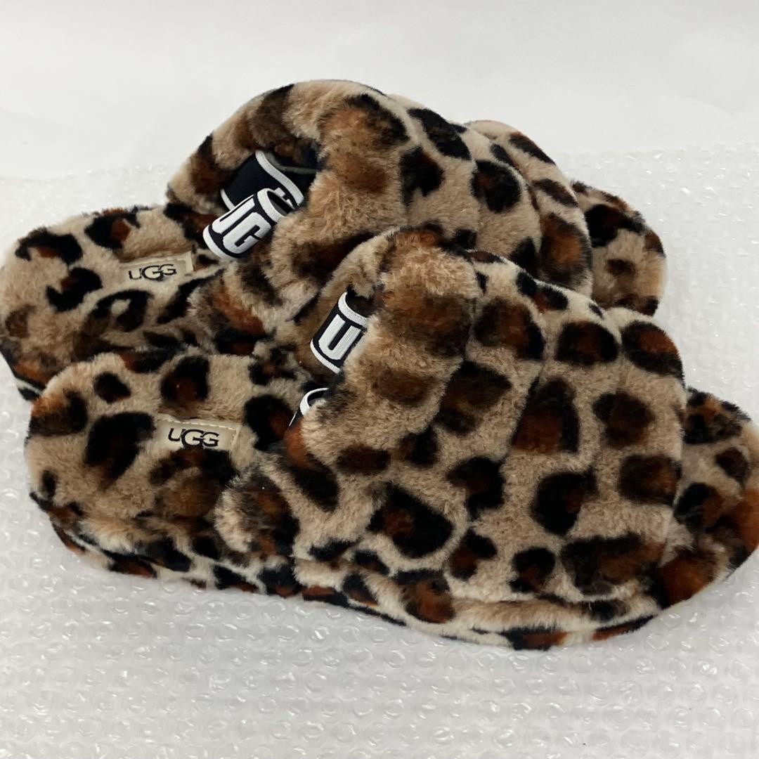 新品未使用同等品 UGG fluff yeah slide レオパード 25
