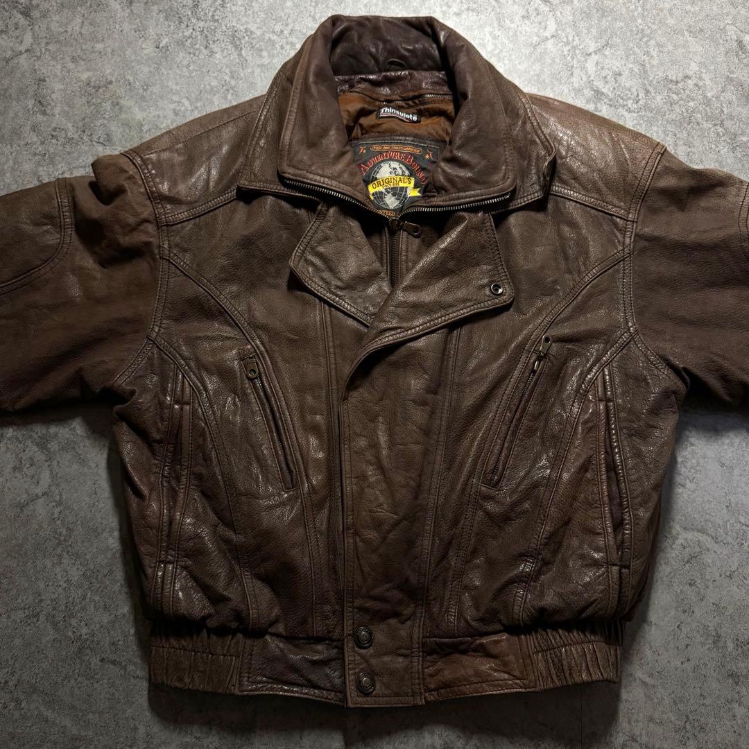 90s WILSON レザージャケット　セミダブルライダース　シンサレート　短丈