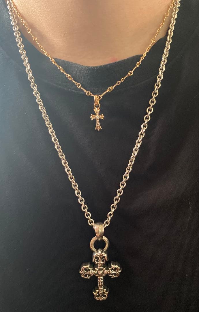 クロムハーツ22k ベビーファットクロス　ダイヤ　チャーム