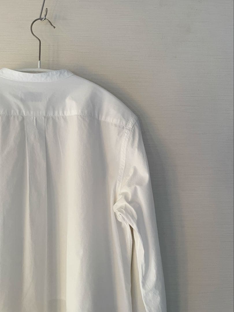 LEMAIRE コットンポプリン比翼バンドカラー長袖シャツ XS