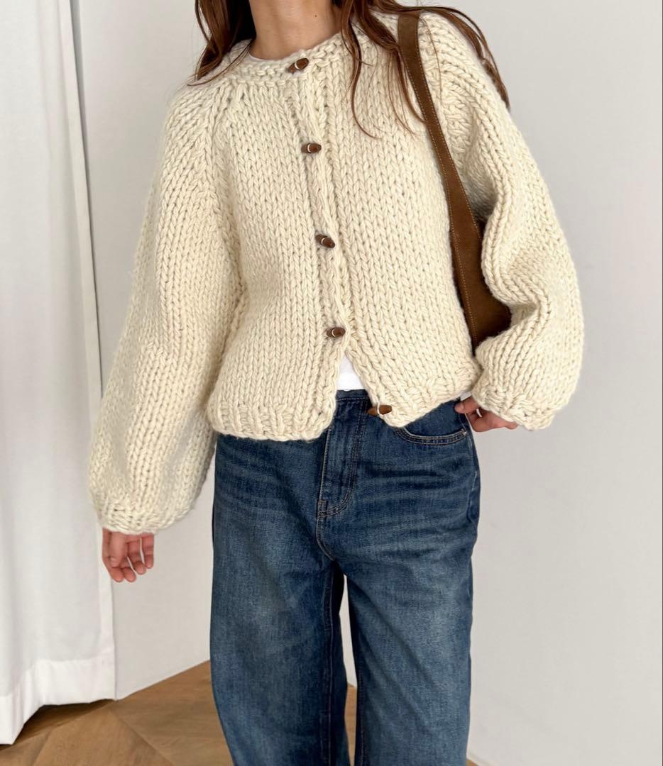 El mar　ウール混ローゲージカーディガン　ニットカーディガン　キャナルジーン