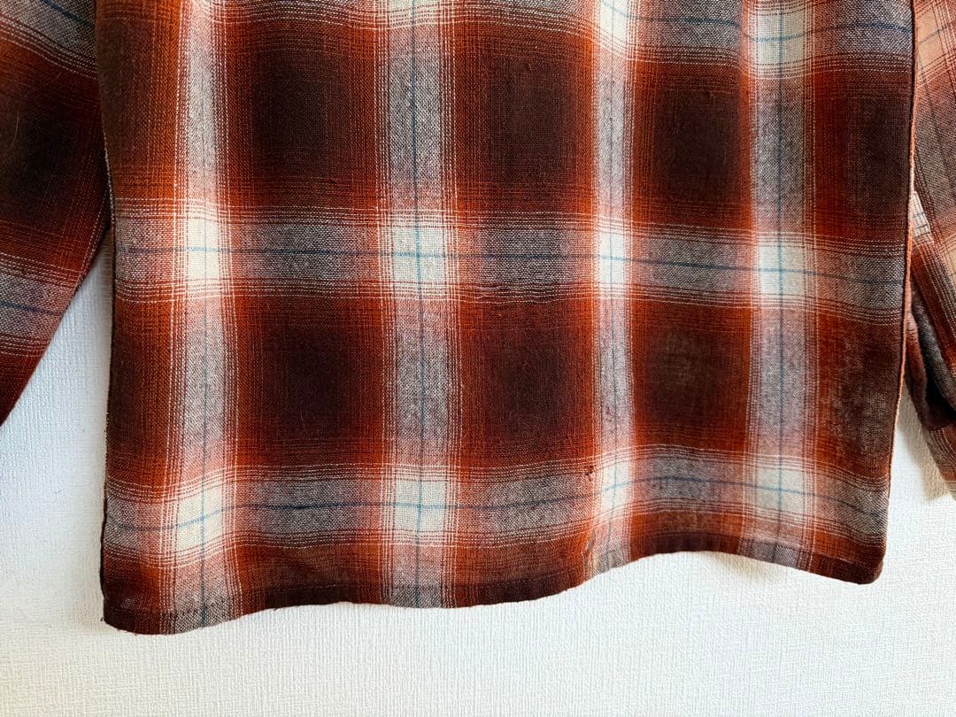 超スペシャル 60s モンゴメリーワード オンブレ ウール シャツ M ブラウン