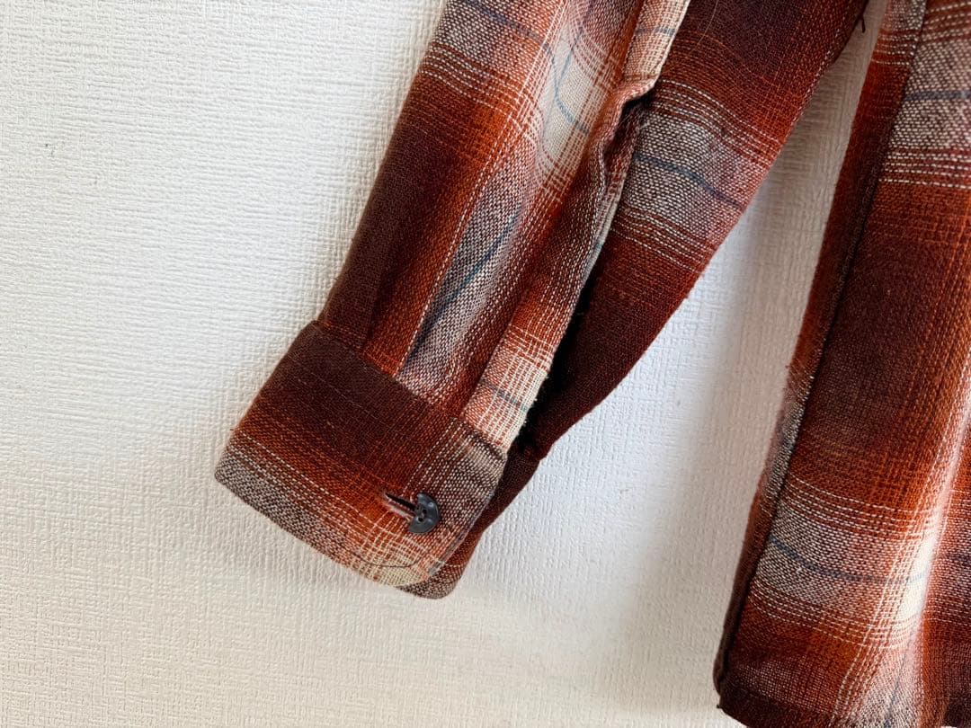 超スペシャル 60s モンゴメリーワード オンブレ ウール シャツ M ブラウン