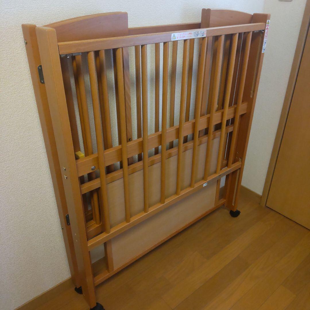 ベビーベッド 石崎家具「ミニワンタッチハイベッド プチ」 サンデシカ敷布団付き