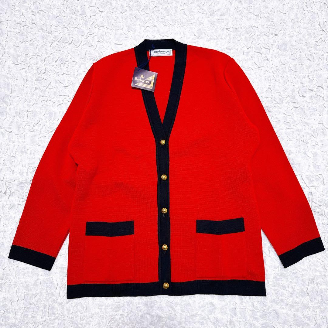 Burberrys旧タグカーディガン 赤 金ボタン ホースマーク ８０年代