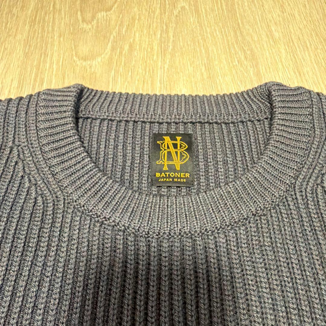 値下げ中　BATONER ダークグレー リブ編みセーター