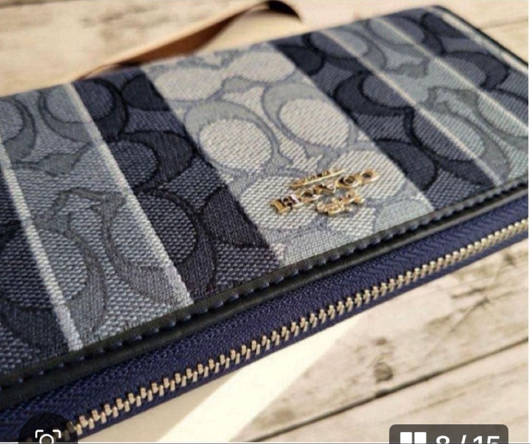 COACH長財布シグネチャーデニムジャガード.ストライブブルー男女兼用新品未使用