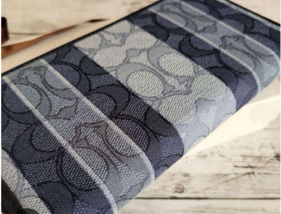 COACH長財布シグネチャーデニムジャガード.ストライブブルー男女兼用新品未使用