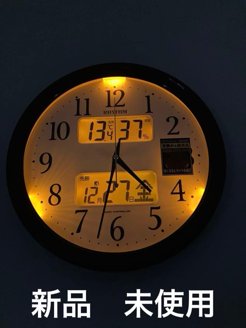 新品　未使用　温度湿度カレンダー六曜表示電波掛け時計　定価¥19,800-
