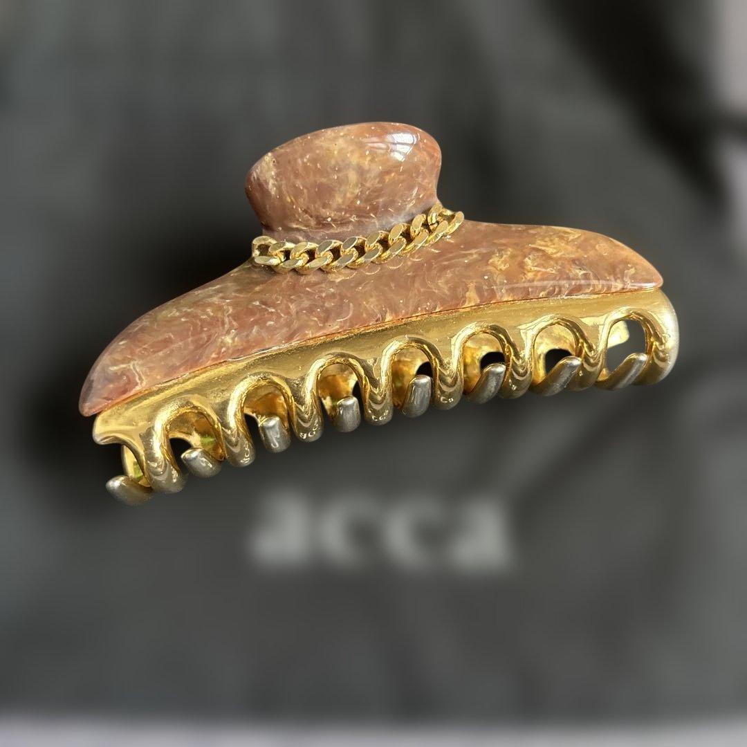 と*ん様 秋冬ブラウン！acca ヘアクリップ Lサイズ⭐︎マーブルにゴールドチ