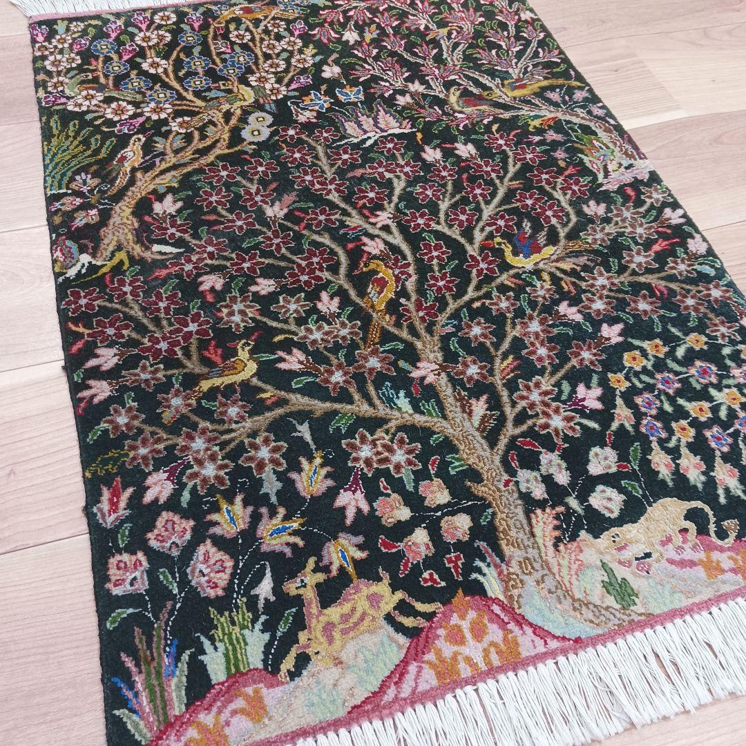 Y3345 ペルシャ絨毯 タブリーズ産 ウール 手織り 生命の樹