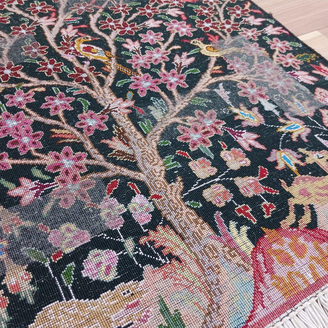 Y3345 ペルシャ絨毯 タブリーズ産 ウール 手織り 生命の樹