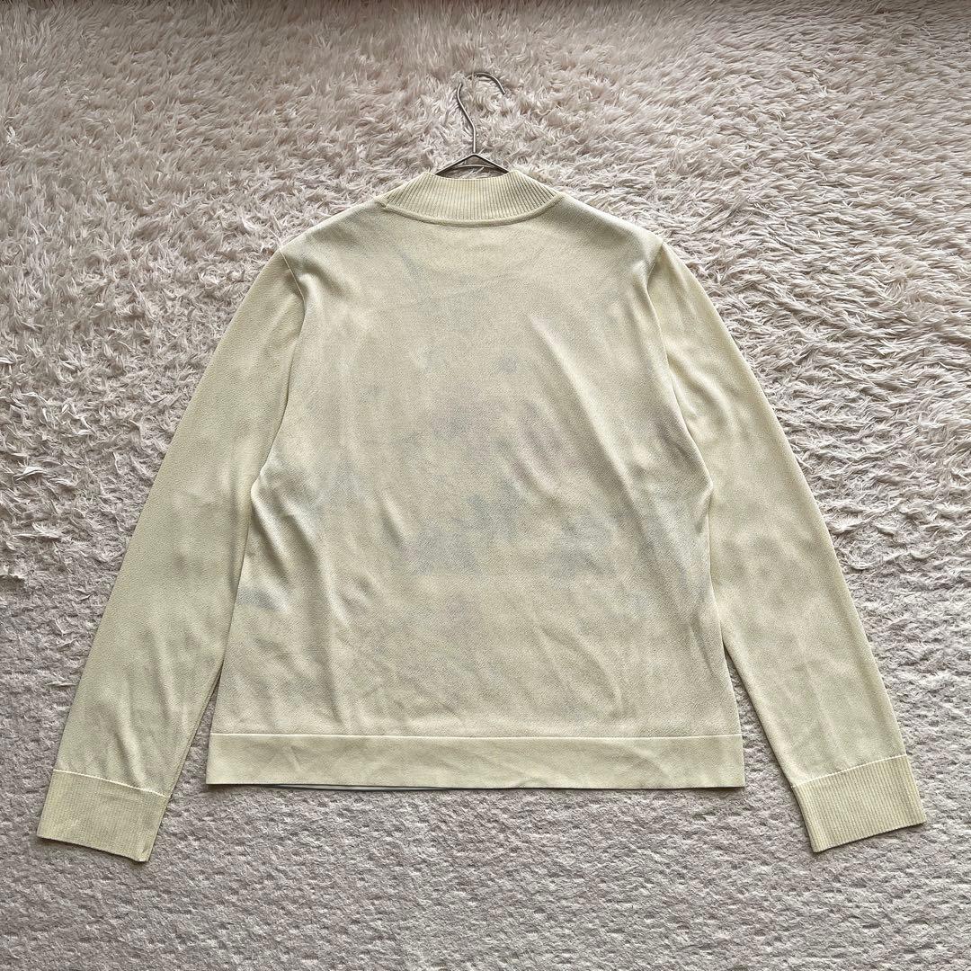 美品【大きいサイズ42】レオナール サマーニット 花柄 トリム 異素材切り替え