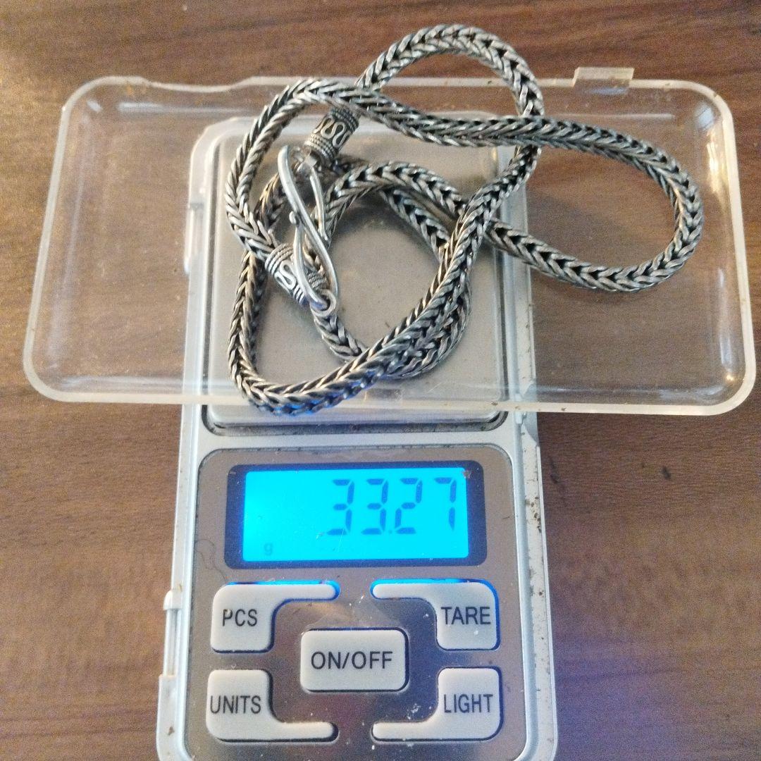 純銀！シルバー990 編み込み ネックレス フック式 クロム 喜平チェーン