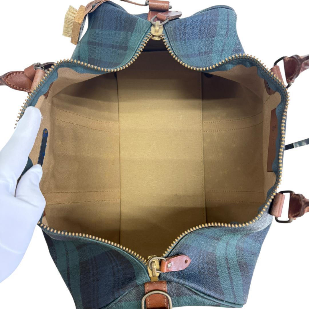 美品 ポロ ラルフローレン ボストンバッグ 2WAY グリーン チェック柄