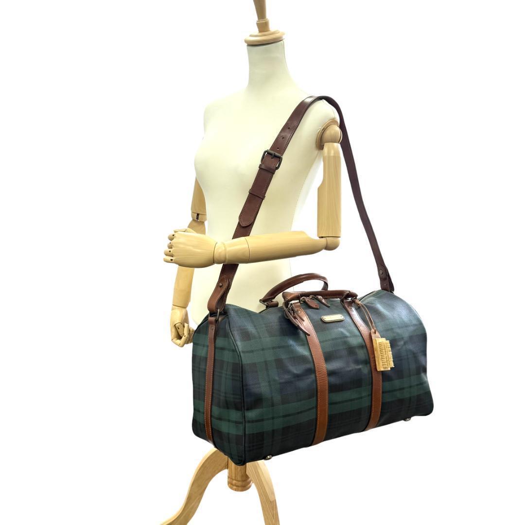 美品 ポロ ラルフローレン ボストンバッグ 2WAY グリーン チェック柄