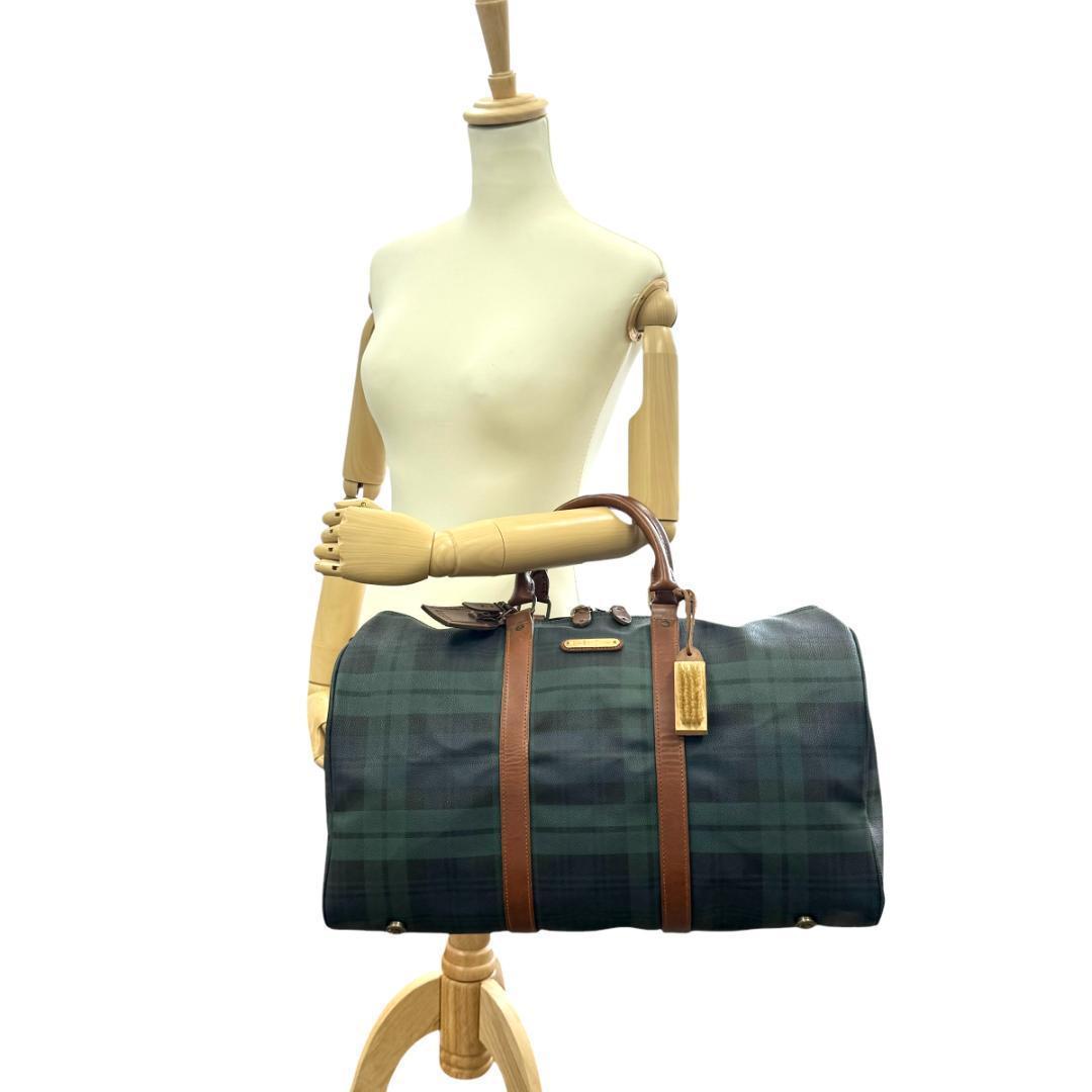 美品 ポロ ラルフローレン ボストンバッグ 2WAY グリーン チェック柄