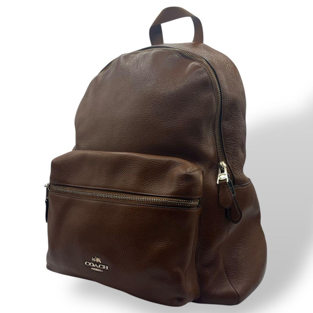 美品　A4 コーチ　リュック　バックパック　チャーリー　レザー　茶 ブラウン