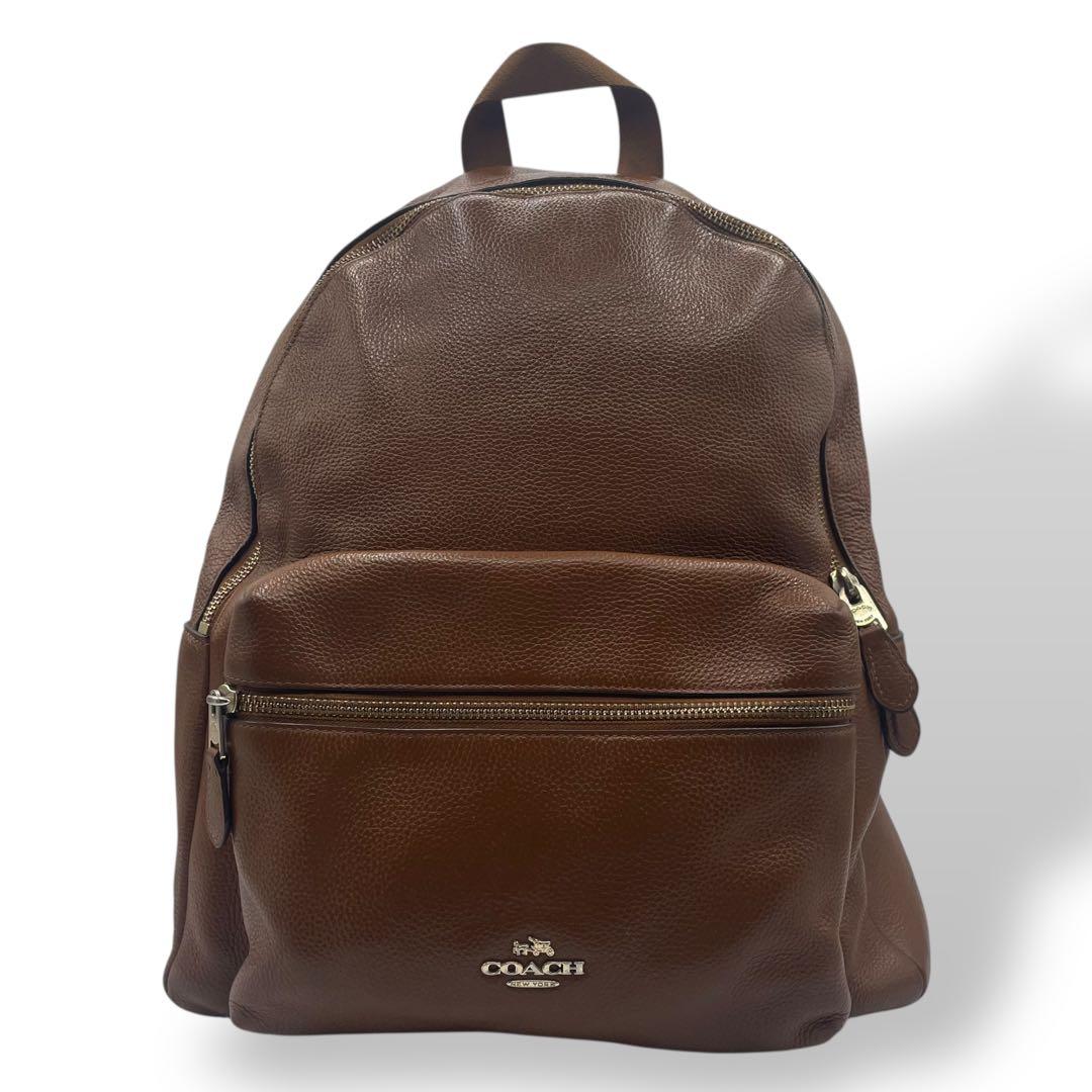 美品　A4 コーチ　リュック　バックパック　チャーリー　レザー　茶 ブラウン