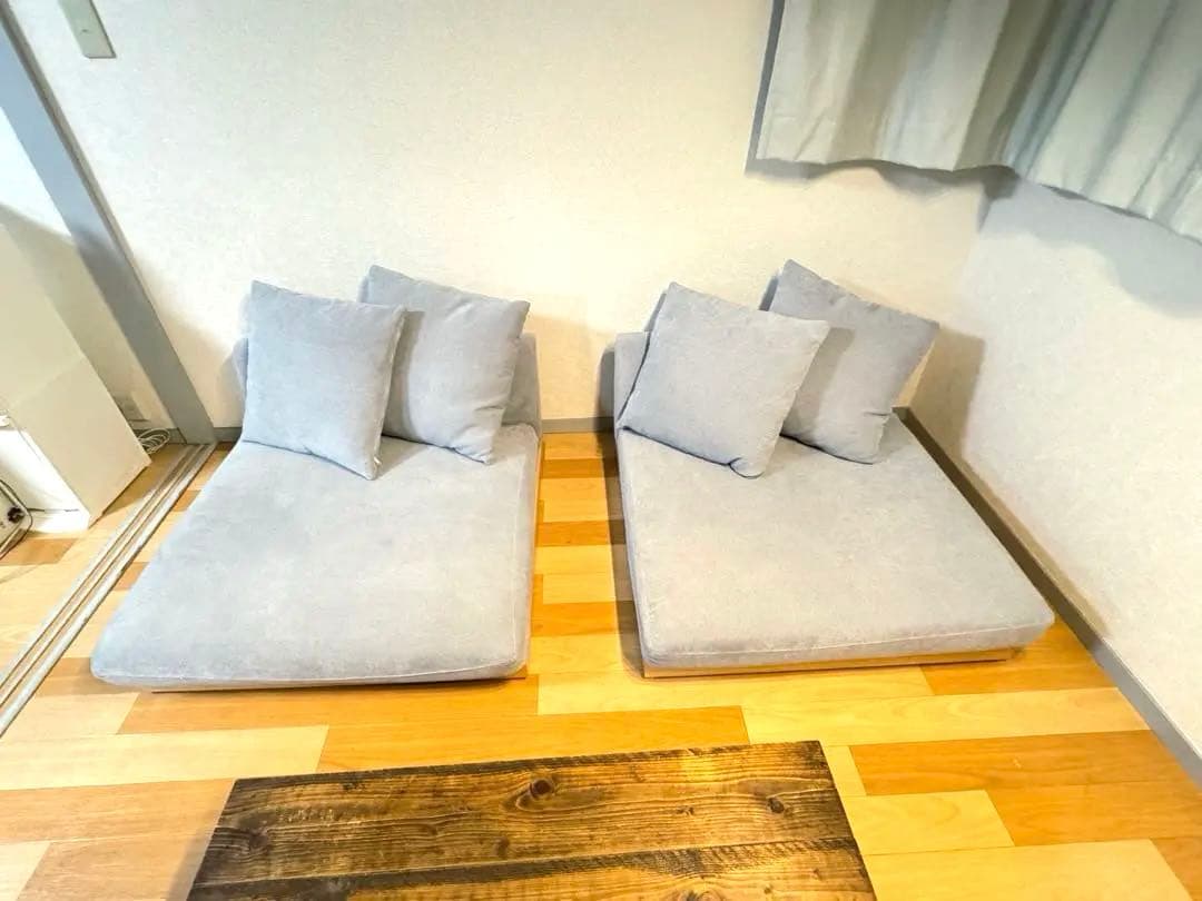 送料込み タンスのゲン ソファー 2人掛け 3人掛け ロータイプ ライトグレー