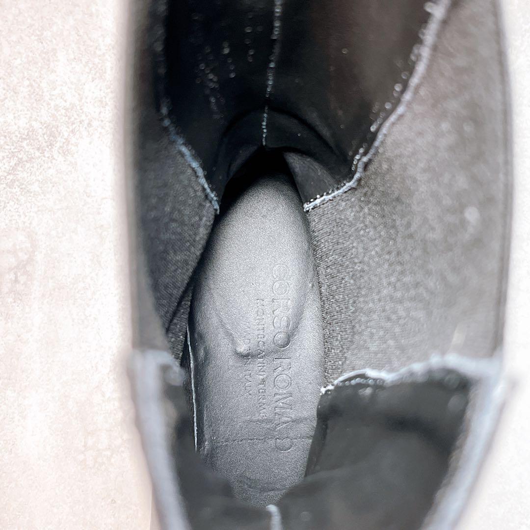 ☆美品☆【コルソローマ9】サイドゴアブーツ (37) レザー　厚底　ブラック