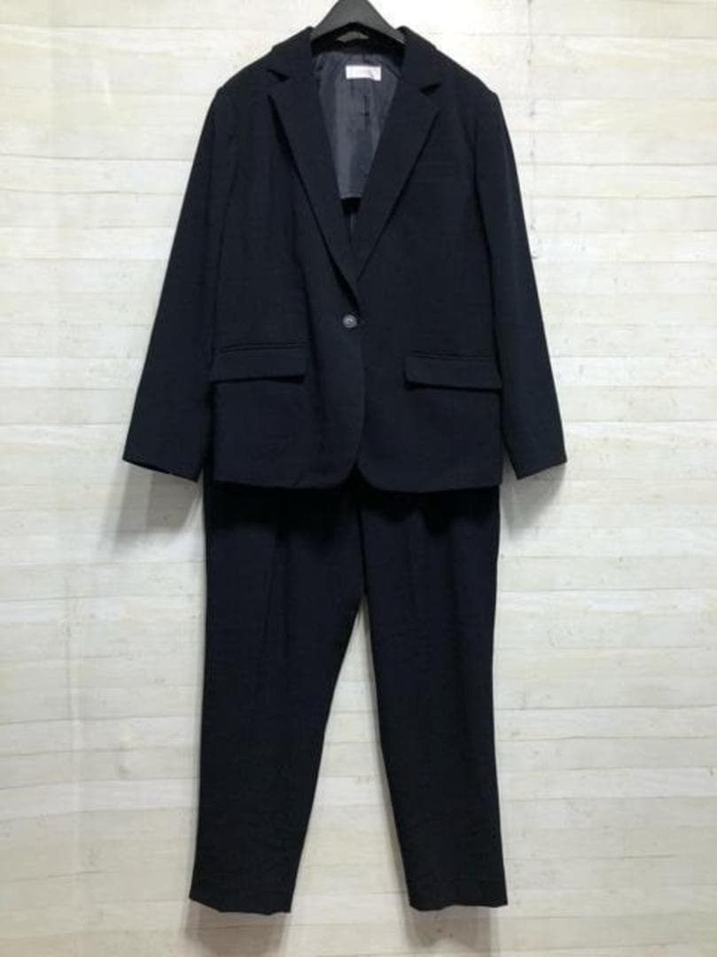 新品☆3L紺系9分丈テーパードパンツスーツ♪ストレッチお仕事フォーマル〇A769