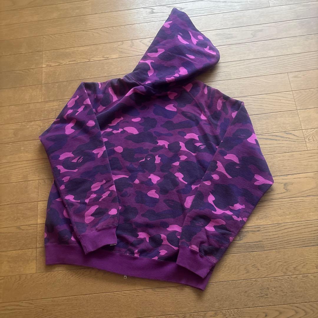 APE BAPEロゴ パーカー パープル/Ｌ