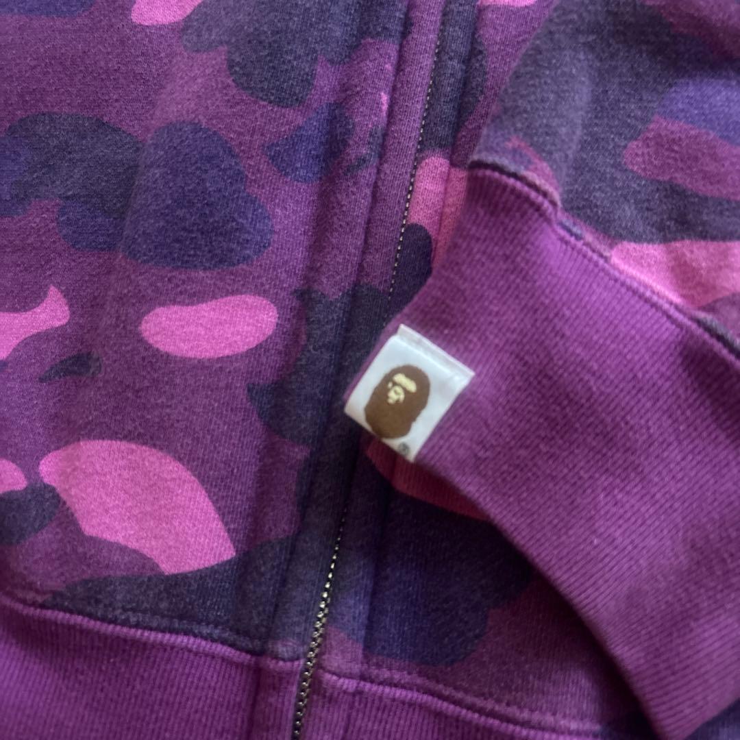 APE BAPEロゴ パーカー パープル/Ｌ