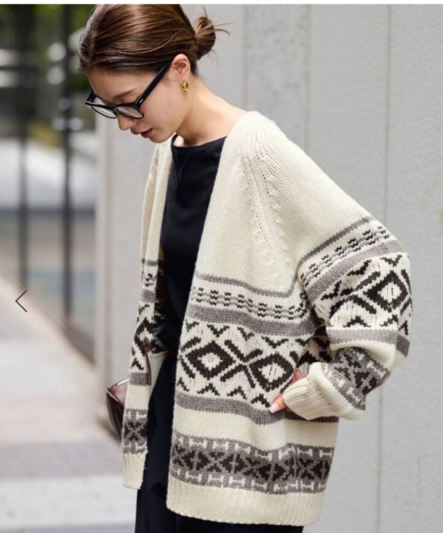 Framework ジャガードカーディガン ニッアイボリー