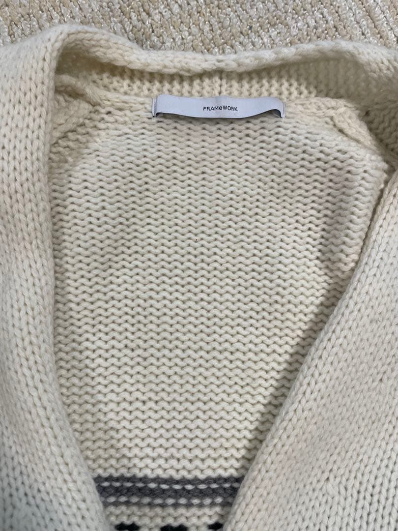 Framework ジャガードカーディガン ニッアイボリー