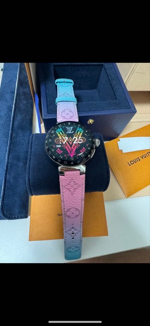 （美品）ルイヴィトン　タンブールホライゾン　ベルトモノグラムカラーグラデーション