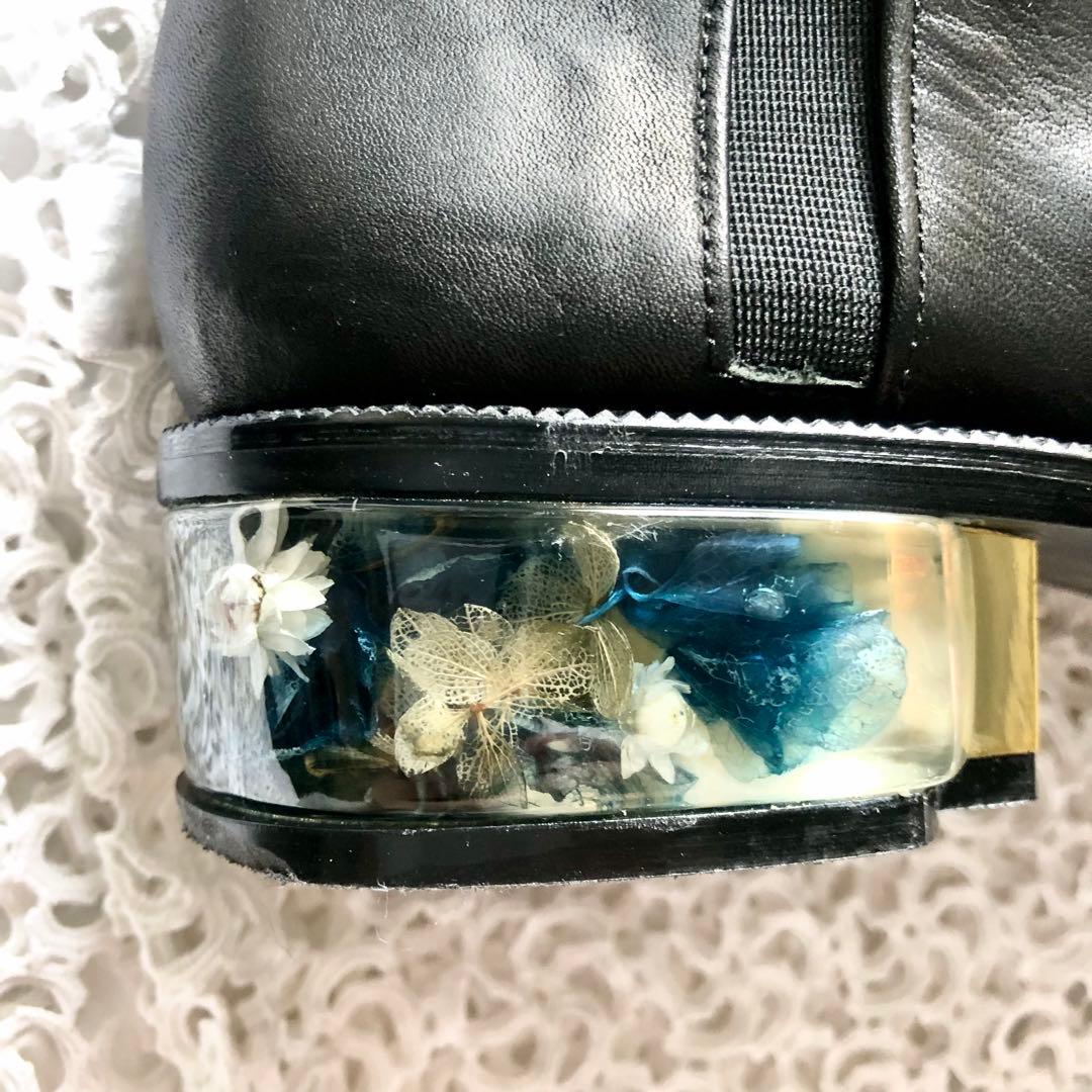 極美品⭐️MABATAKI美雨ショートブーツ《ヒールには本物の青い紫陽花✨》