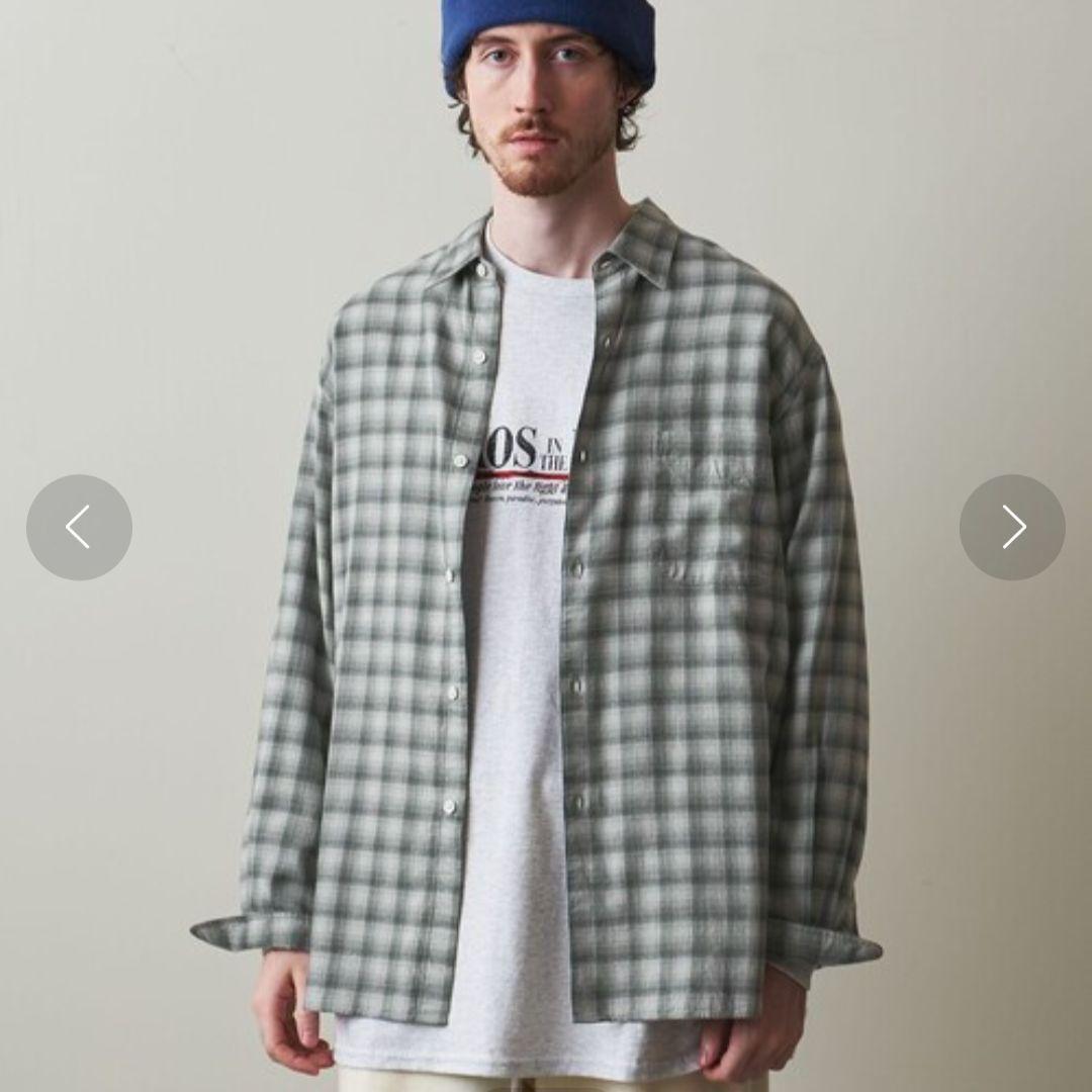 極美品★スティーブンアラン　オンブレチェックシャツ　М　グレー