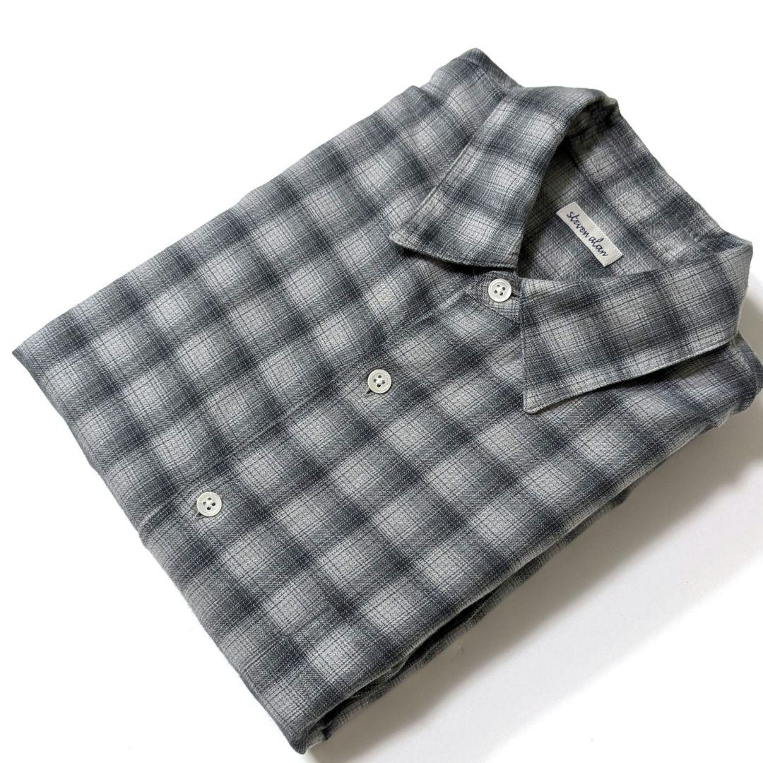 極美品★スティーブンアラン　オンブレチェックシャツ　М　グレー