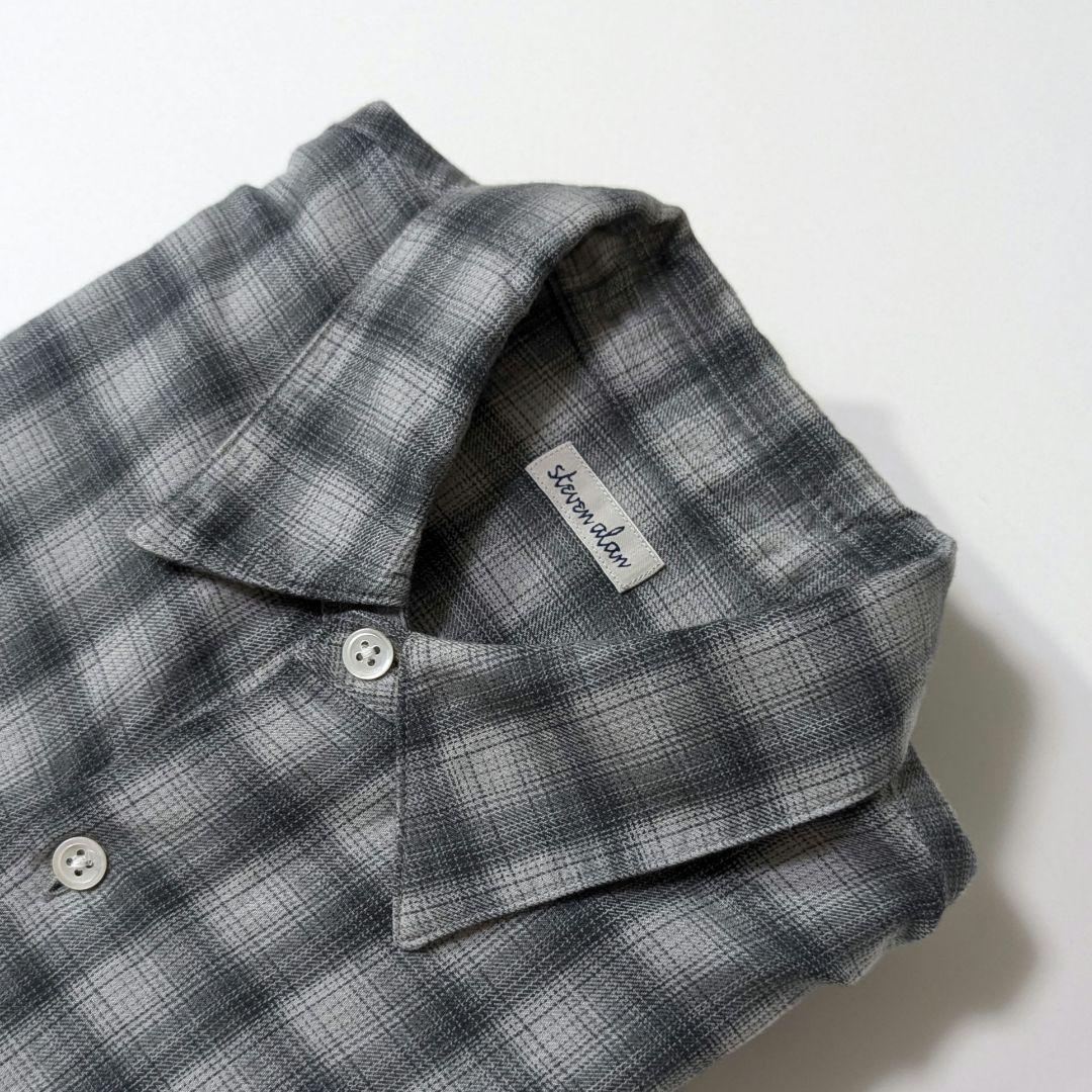 極美品★スティーブンアラン　オンブレチェックシャツ　М　グレー