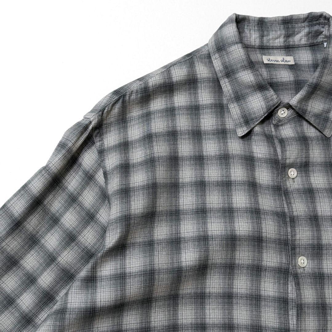 極美品★スティーブンアラン　オンブレチェックシャツ　М　グレー