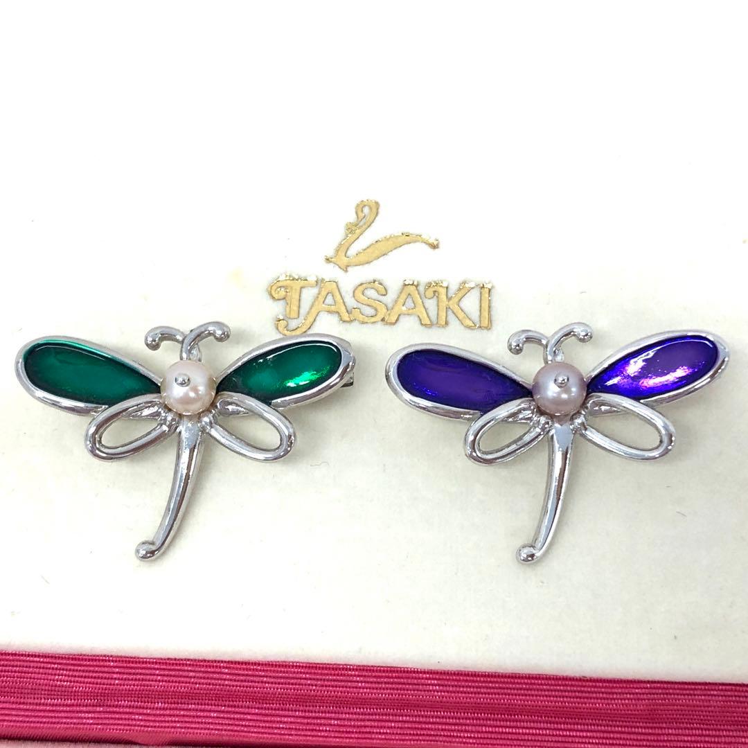 M04/075 タサキ ブローチ 2点セット アコヤパール トンボモチーフ