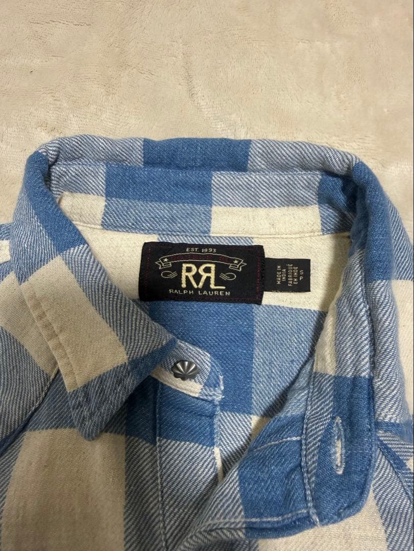 RRLダブルアールエル スリムフィット チェック ツイル ウエスタンシャツ S
