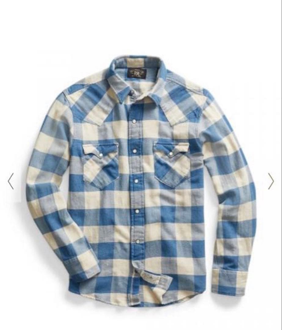 RRLダブルアールエル スリムフィット チェック ツイル ウエスタンシャツ S