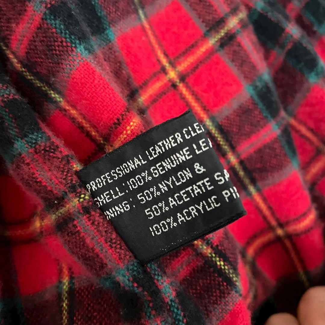 【美品】AVILEX レザー カーコート 革ジャン 裏地チェック 菅田将暉 黒