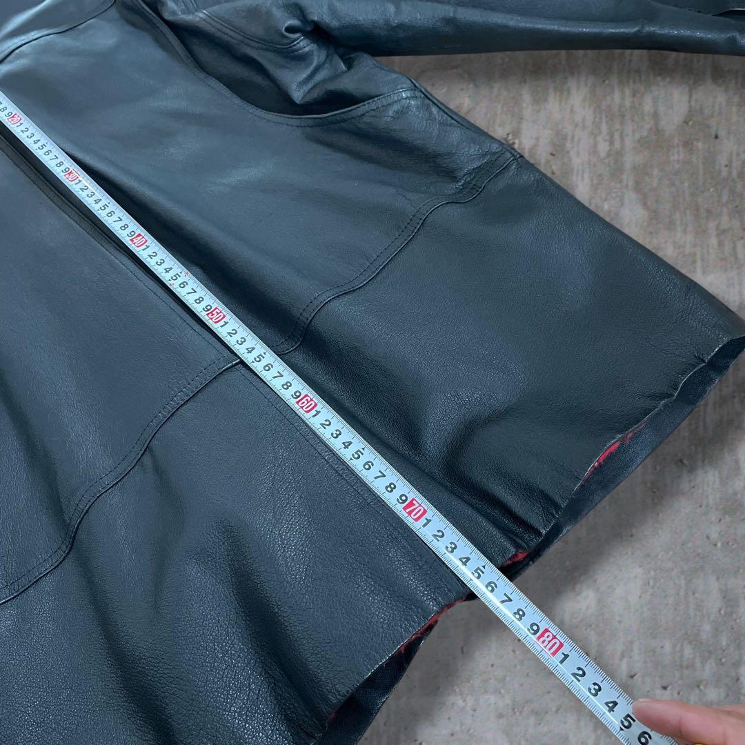 【美品】AVILEX レザー カーコート 革ジャン 裏地チェック 菅田将暉 黒