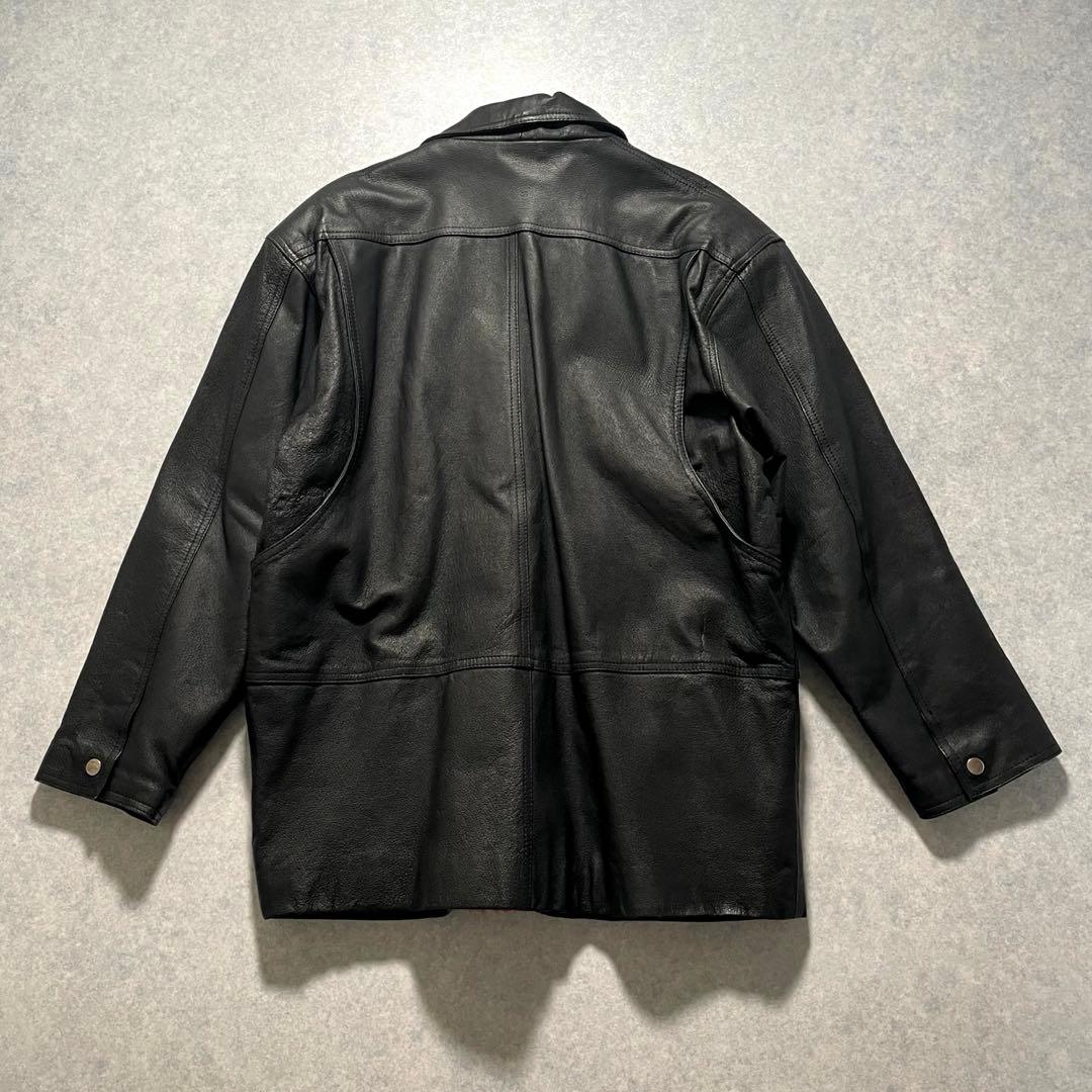 【美品】AVILEX レザー カーコート 革ジャン 裏地チェック 菅田将暉 黒