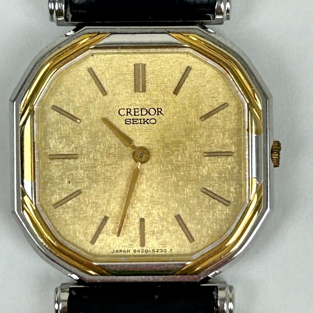 【良品・稼働品】クレドール 14金 ベゼル K14 金色文字盤　新品革ベルト