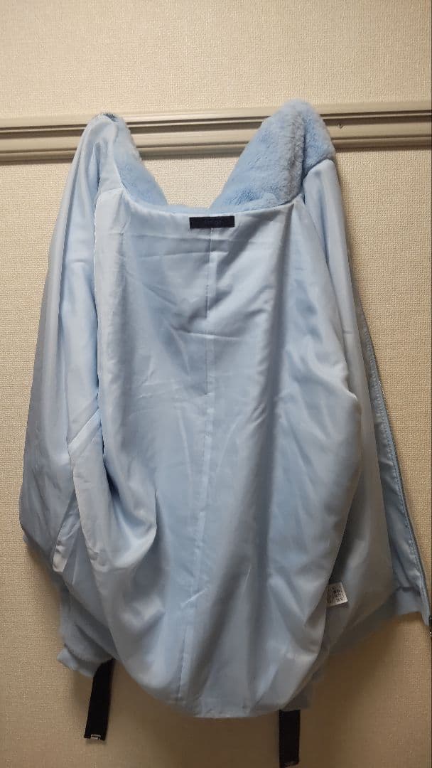 Amilige ウサ耳ファーZIPコート（水色）