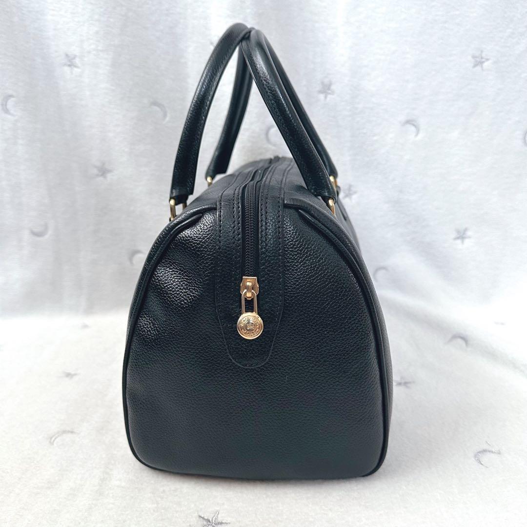 バーバリーズ　ミニボストンバッグ　黒　ゴールド金具　レザー　ノバチェック